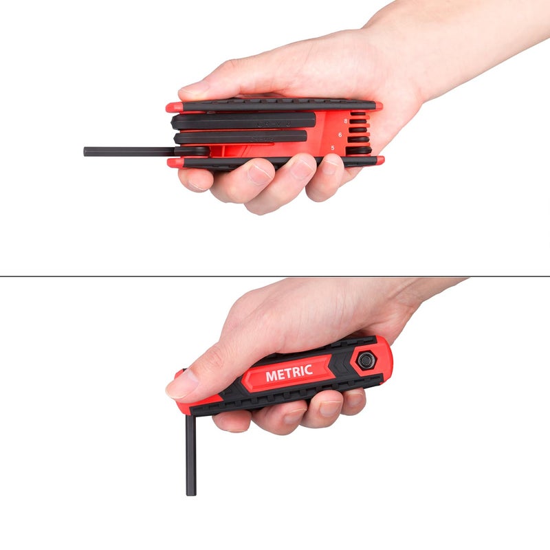 EFFICERE 25-Piece Complete Folding Hex Key Wrench Set  Metric 1.5mm - 8mm  SAE 5/64- 1/4 Star T9 - T40 | Cr-V Steel  Precise and Chamfered Tips | 3 Pack All-Purpose Portable and Compact Allen Wrench Tools - Image 4